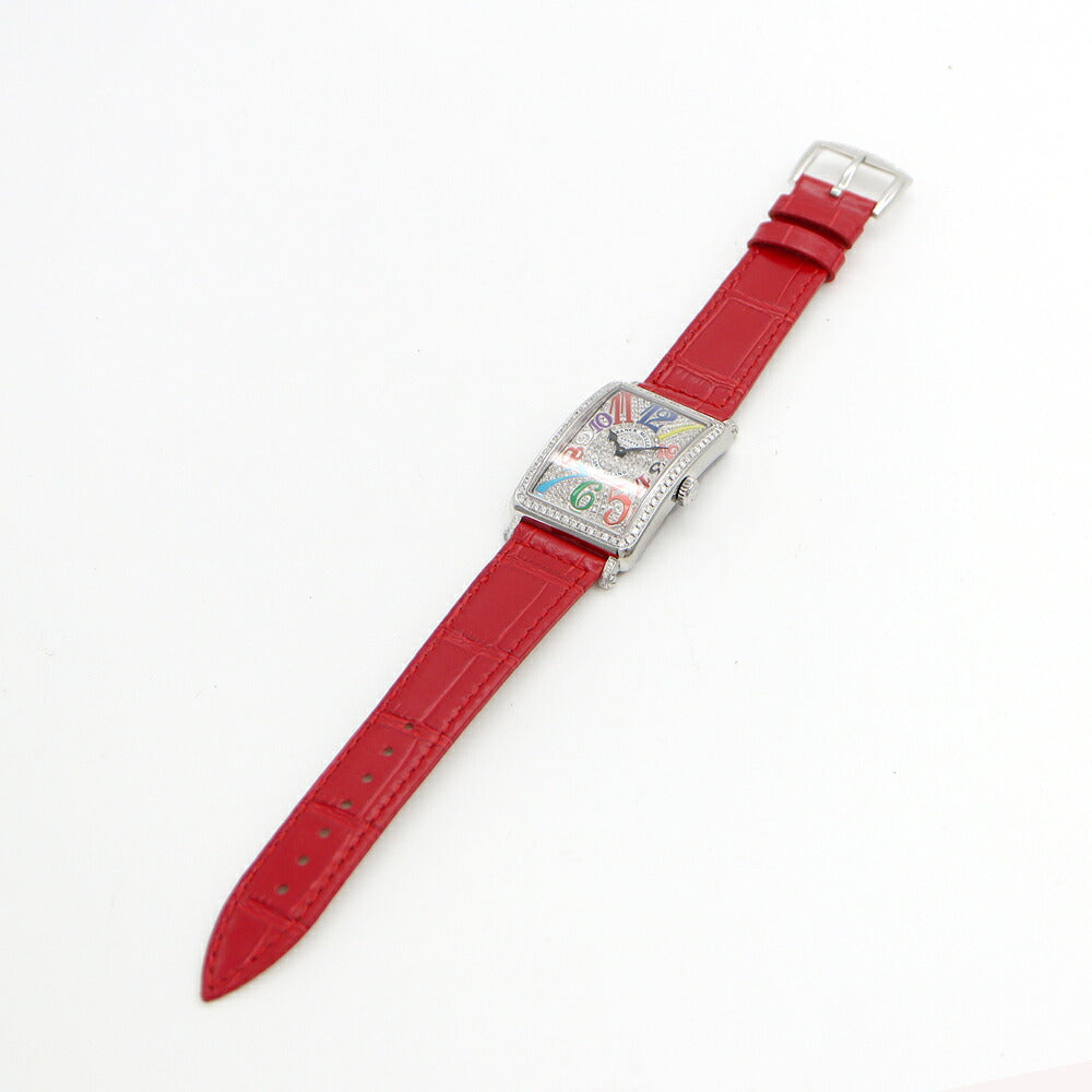 電池交換済 FRANCK MULLER フランクミュラー ロングアイランド ダイヤベゼル ダイヤ文字盤 952QZ ダイヤモンド SS ステンレス 純正ベルト 純正尾錠 アフターダイヤ レディース クォーツ【6ヶ月保証】【中古】【腕時計】