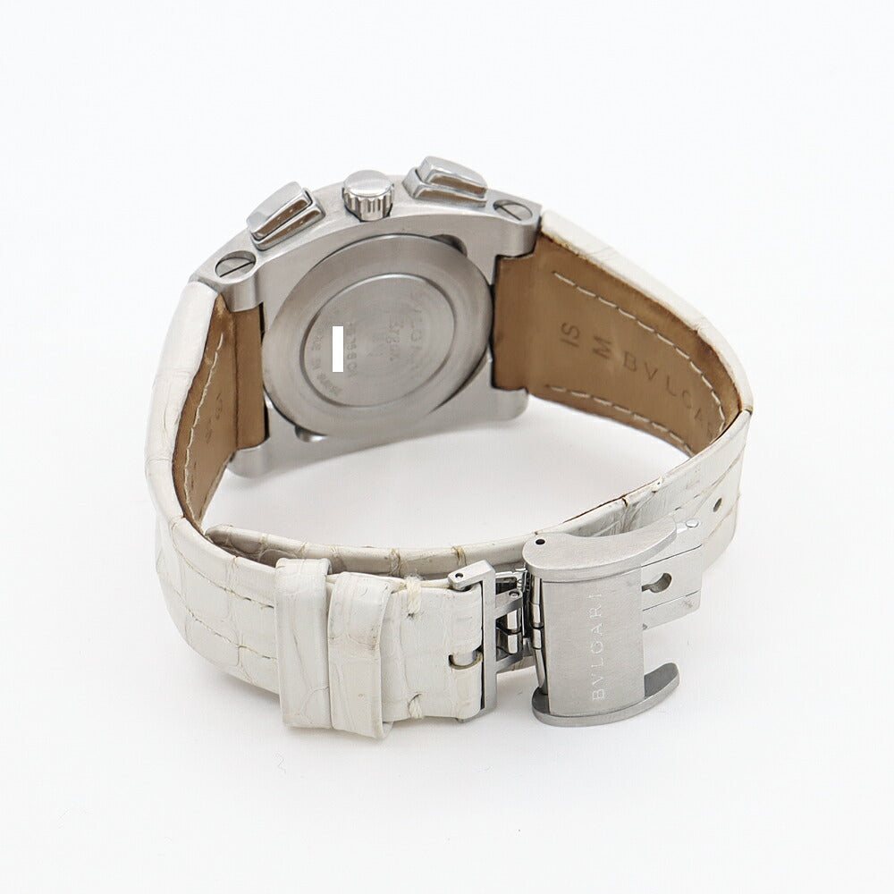 BVLGARI ブルガリ エルゴン クロノグラフ EG35SCH 21Pダイヤ ダイヤモンド デイト 白 ホワイトシェル SS ステンレス 純正ベルト 純正尾錠 メンズ レディース ボーイズ 自動巻き【6ヶ月保証】【腕時計】【中古】