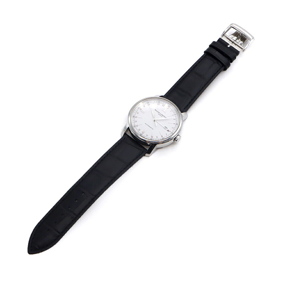 BAUME&MERCIER ボーム&メルシェ クラシマ GMT 65494 デイト 30m防水 白 ホワイト SS ステンレス 純正尾錠 メンズ 自動巻き【6ヶ月保証】【腕時計】【中古】
