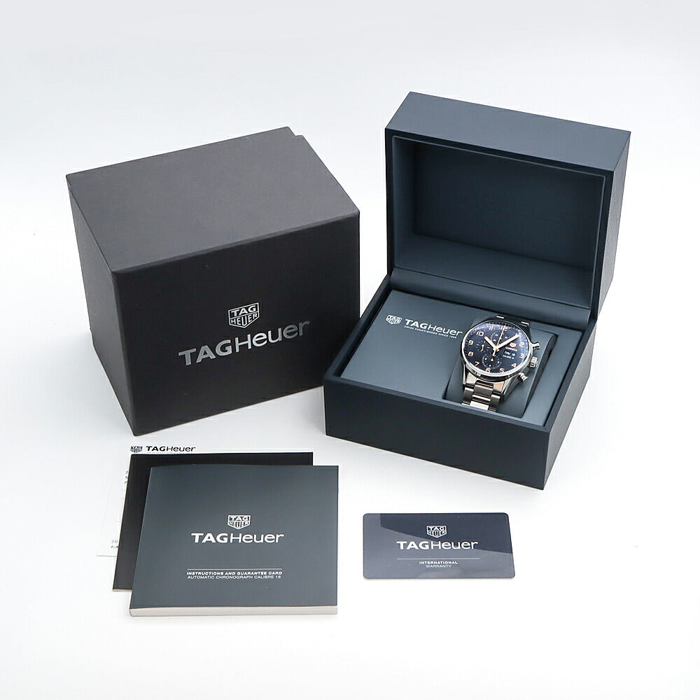 TAG Heuer タグホイヤー カレラ キャリバー 16 クロノグラフ CV2A1AB BA0738 100ｍ防水 デイデイト 黒 ブラック SS ステンレス メンズ 自動巻き【6ヶ月保証】【腕時計】【中古】