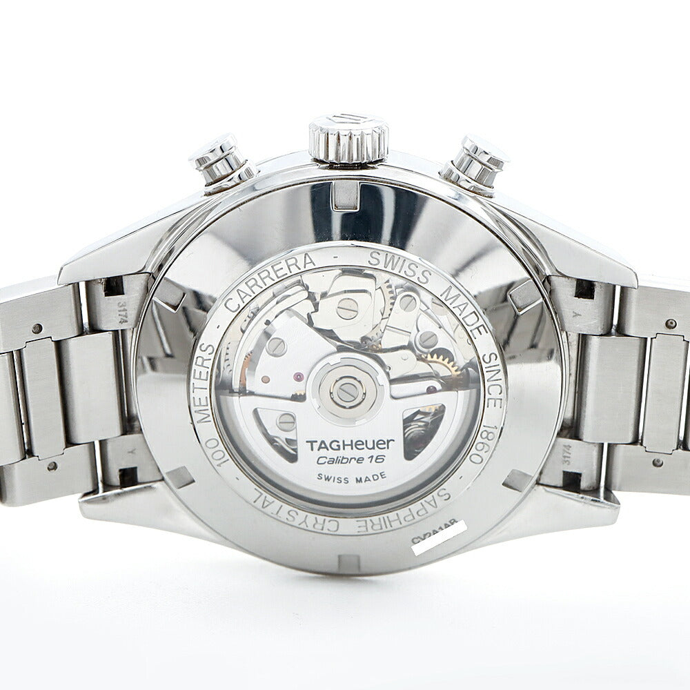 TAG Heuer タグホイヤー カレラ キャリバー 16 クロノグラフ CV2A1AB BA0738 100ｍ防水 デイデイト 黒 ブラック SS ステンレス メンズ 自動巻き【6ヶ月保証】【腕時計】【中古】