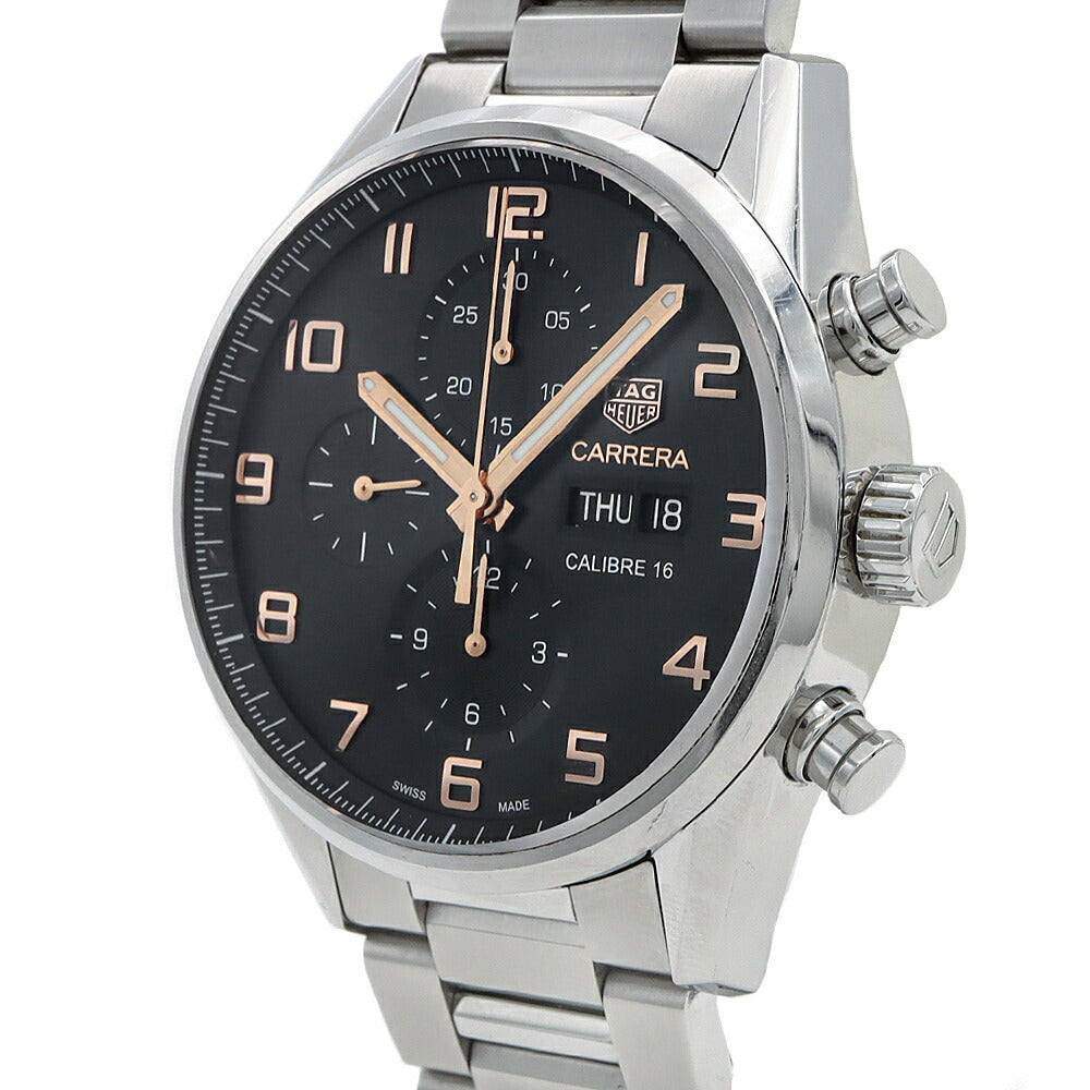 TAG Heuer タグホイヤー カレラ キャリバー 16 クロノグラフ CV2A1AB BA0738 100ｍ防水 デイデイト 黒 ブラック SS ステンレス メンズ 自動巻き【6ヶ月保証】【腕時計】【中古】