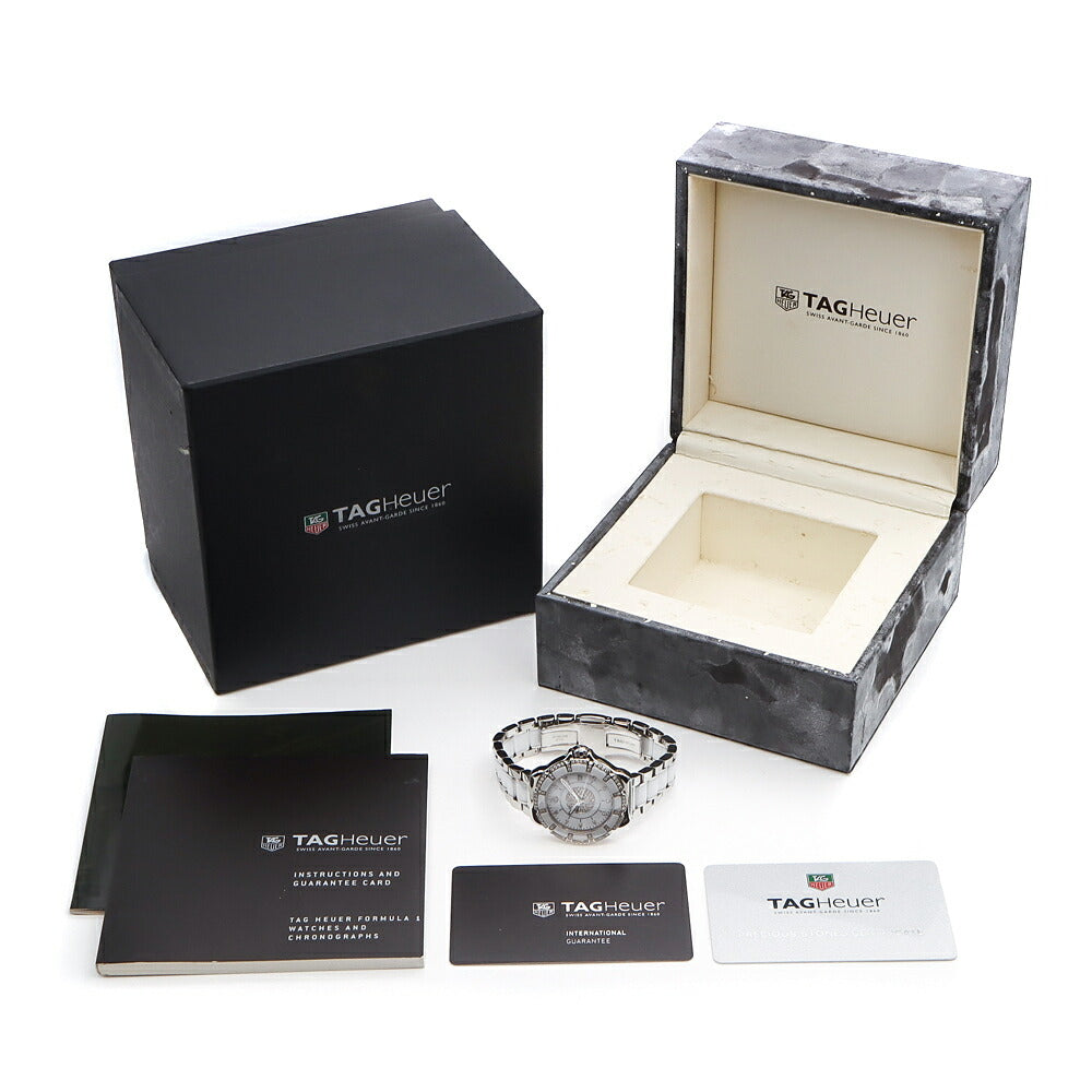 電池交換済 TAG Heuer タグホイヤー フォーミュラ1 ダイヤベゼル WAH121D BA0861 純正ダイヤモンド 10Pダイヤ 200m防水 デイト 白　ホワイト SS ステンレス CE セラミック レディース クォーツ フォーミュラー1【6ヶ月保証】【腕時計】【中古】