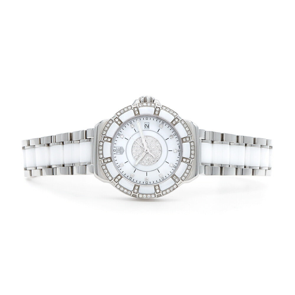 電池交換済 TAG Heuer タグホイヤー フォーミュラ1 ダイヤベゼル WAH121D BA0861 純正ダイヤモンド 10Pダイヤ 200m防水 デイト 白　ホワイト SS ステンレス CE セラミック レディース クォーツ フォーミュラー1【6ヶ月保証】【腕時計】【中古】