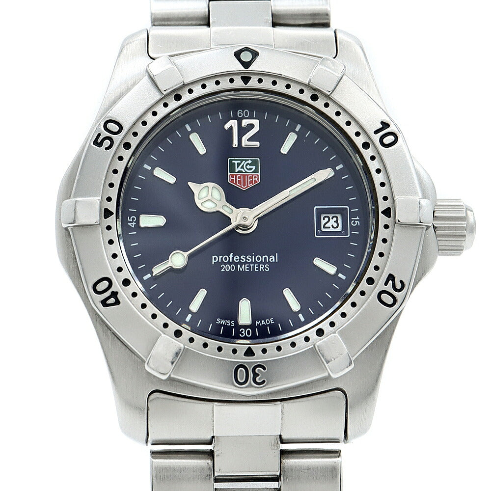 電池交換済 TAG Heuer タグホイヤー 2000シリーズ プロフェッショナル200 WK1313-0 デイト 200m防水 青 ブルー SS ステンレス レディース クォーツ【6ヶ月保証】【腕時計】【中古】