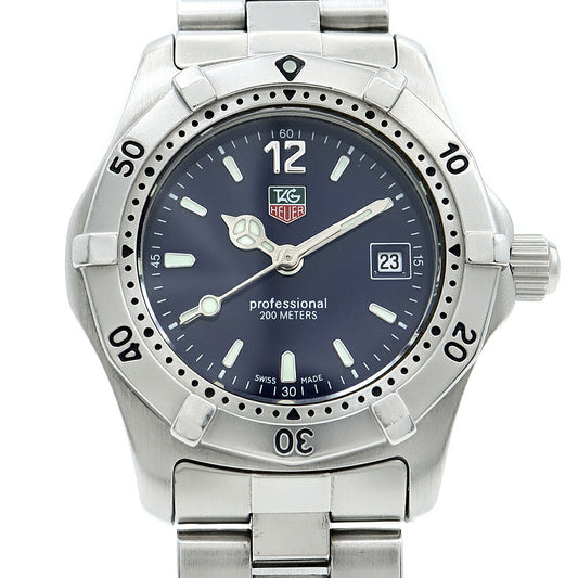 電池交換済 TAG Heuer タグホイヤー 2000シリーズ プロフェッショナル200 WK1313-0 デイト 200m防水 青 ブルー SS ステンレス レディース クォーツ【6ヶ月保証】【腕時計】【中古】