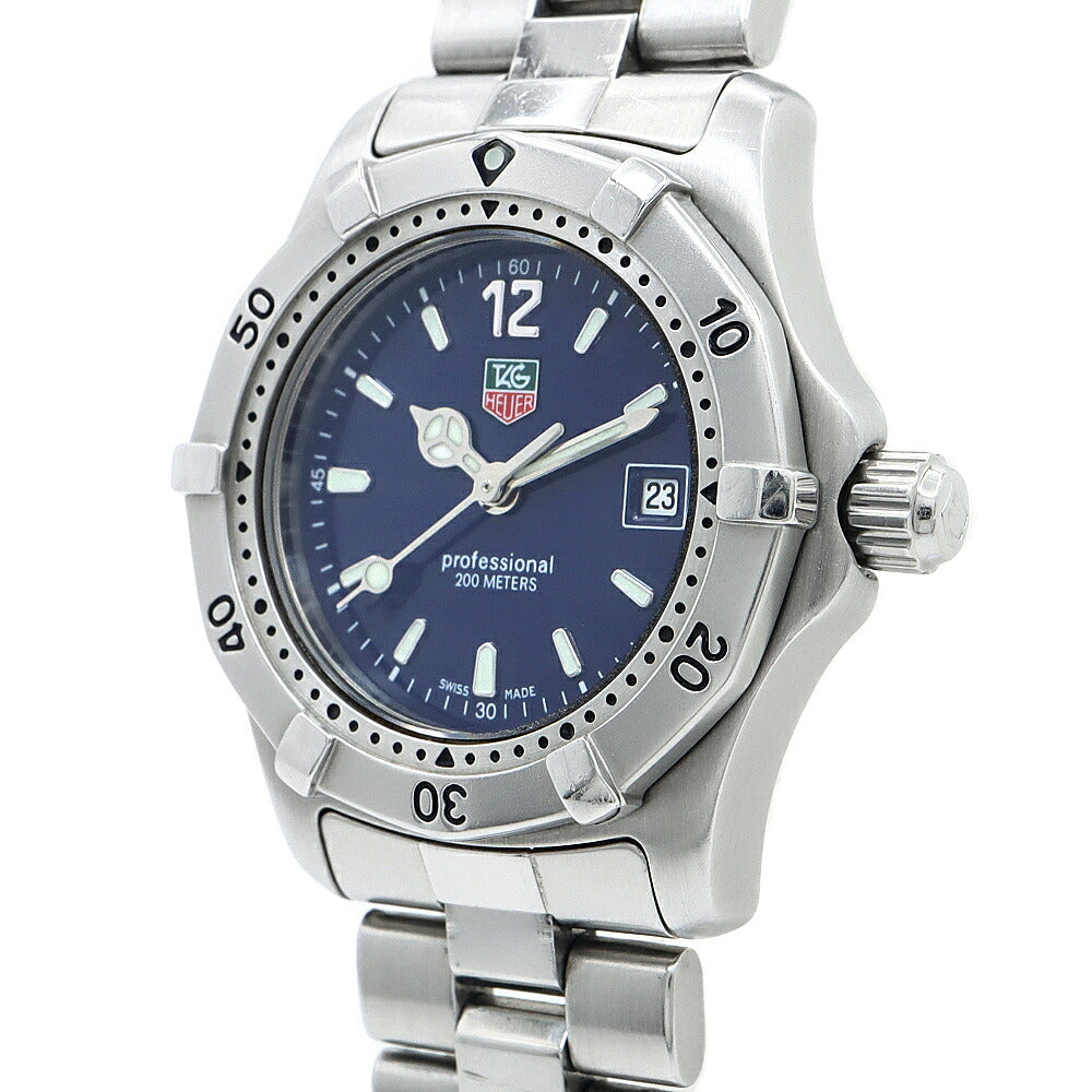 電池交換済 TAG Heuer タグホイヤー 2000シリーズ プロフェッショナル200 WK1313-0 デイト 200m防水 青 ブルー SS ステンレス レディース クォーツ【6ヶ月保証】【腕時計】【中古】