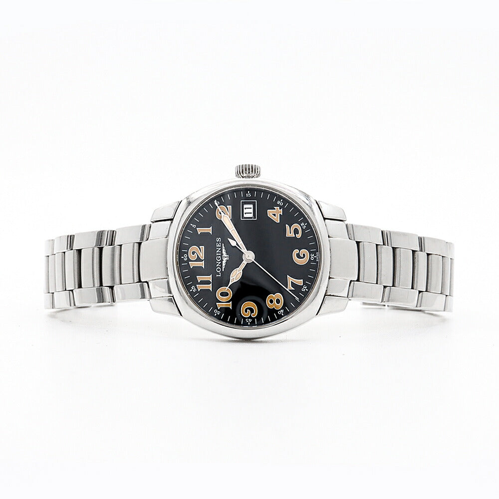 電池交換済 LONGINES ロンジン スピリット L2.198.4 デイト 30m防水 黒 ブラック SS ステンレス メンズ レディース ボーイズ クォーツ【6ヶ月保証】【腕時計】【中古】
