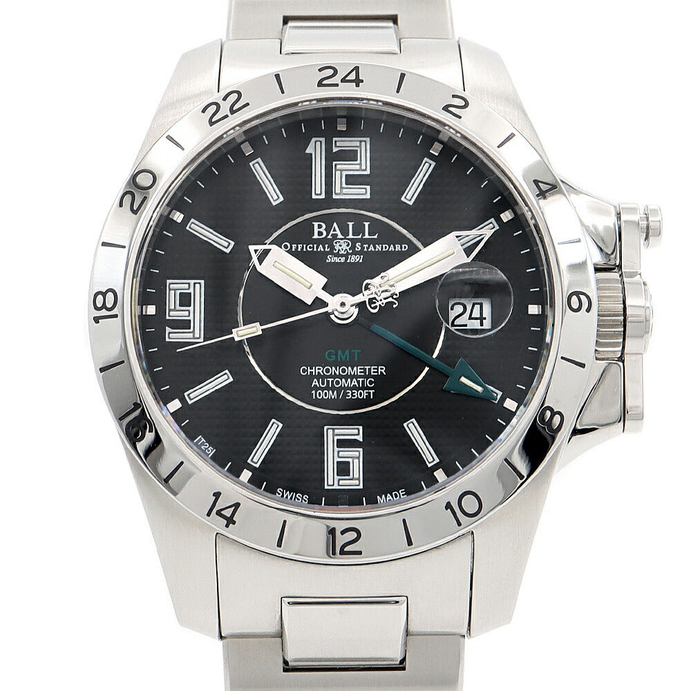 内部点検済 BALL ボール ウォッチ エンジニア ハイドロカーボン マグネイト GMT GM2098C デイト 100m防水 黒 ブラック SS ステンレス メンズ 自動巻き【6ヶ月保証】【腕時計】【中古】