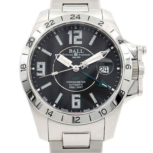 内部点検済 BALL ボール ウォッチ エンジニア ハイドロカーボン マグネイト GMT GM2098C デイト 100m防水 黒 ブラック SS ステンレス メンズ 自動巻き【6ヶ月保証】【腕時計】【中古】