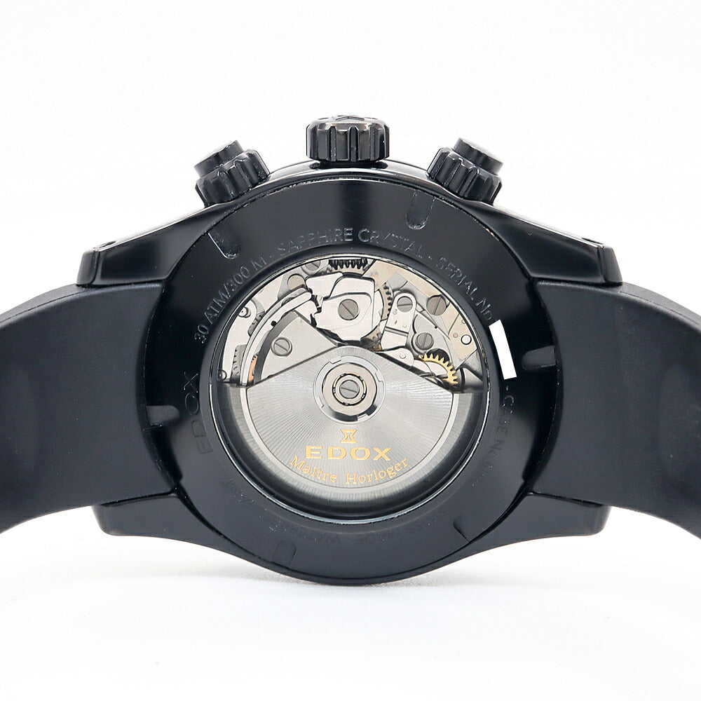 EDOX エドックス グランドオーシャン クロノグラフ 10th アニバーサリーエディション 01123 デイデイト 300m防水 黒 ブラック SS ステンレス CE セラミック 純正ベルト 純正尾錠 メンズ 自動巻き【6ヶ月保証】【腕時計】【中古】