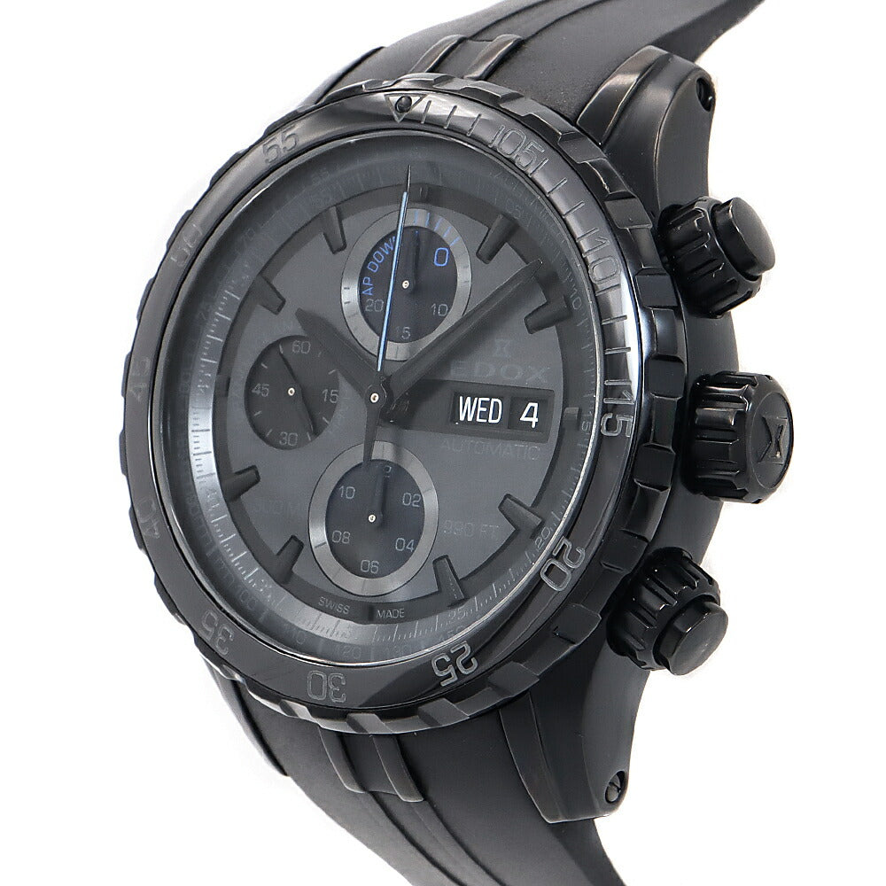 EDOX エドックス グランドオーシャン クロノグラフ 10th アニバーサリーエディション 01123 デイデイト 300m防水 黒 ブラック SS ステンレス CE セラミック 純正ベルト 純正尾錠 メンズ 自動巻き【6ヶ月保証】【腕時計】【中古】