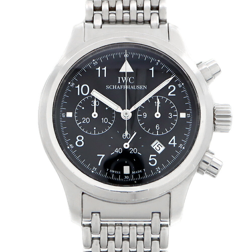 電池交換済 IWC インターナショナルウォッチカンパニー フリーガー クロノグラフ IW374102 デイト 黒 ブラック SS ステンレス メンズ クォーツ 【6ヶ月保証】【腕時計】【中古】