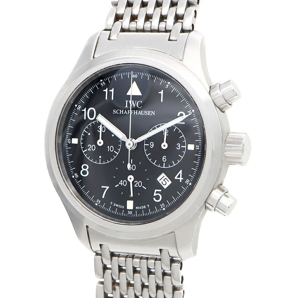 電池交換済 IWC インターナショナルウォッチカンパニー フリーガー クロノグラフ IW374102 デイト 黒 ブラック SS ステンレス メンズ クォーツ 【6ヶ月保証】【腕時計】【中古】