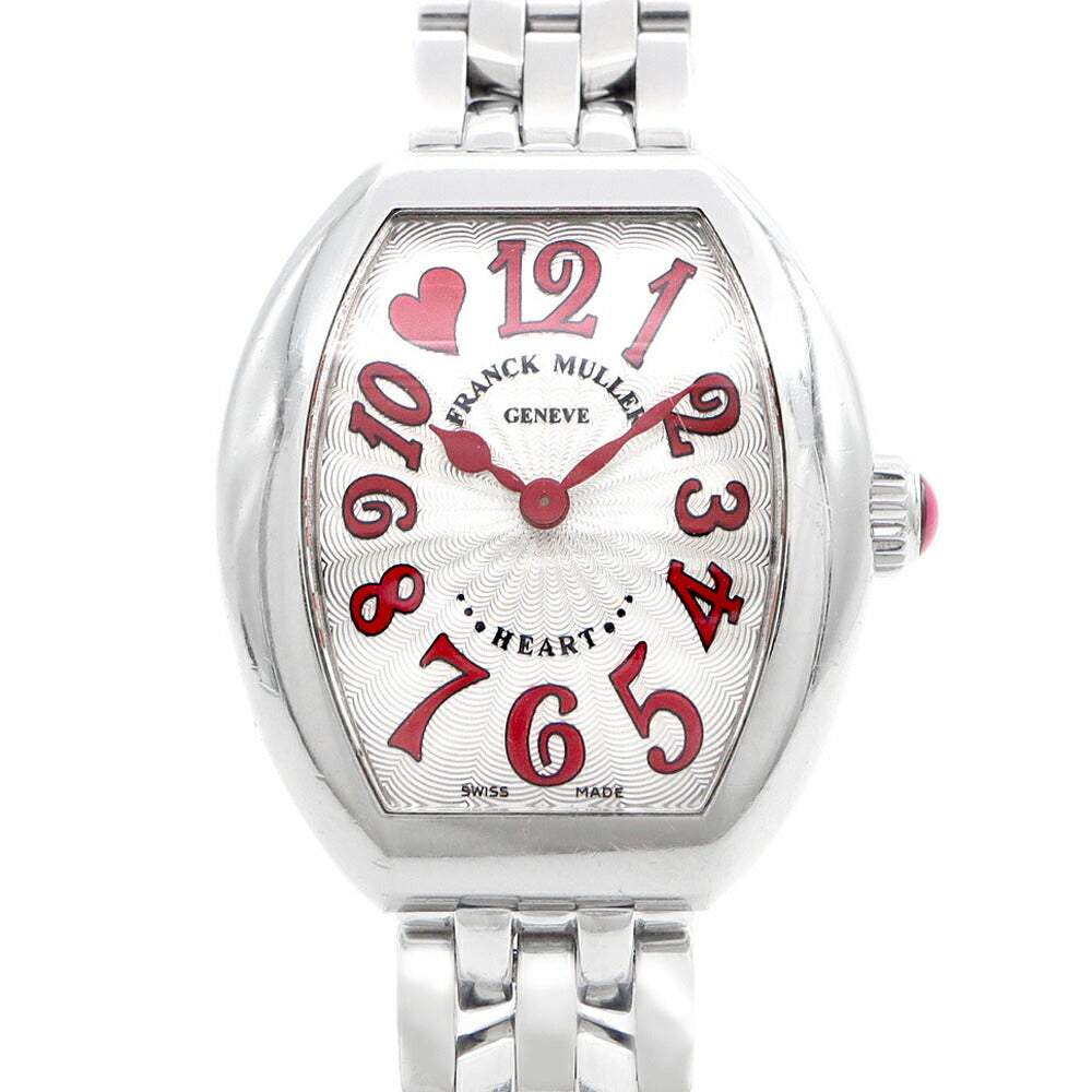 電池交換済 FRANCK MULLER フランクミュラー ハート トゥ ハート 5002SQZ C11HJRED シルバー ギョーシェ SS ステンレス レディース クォーツ【6ヶ月保証】【中古】【腕時計】