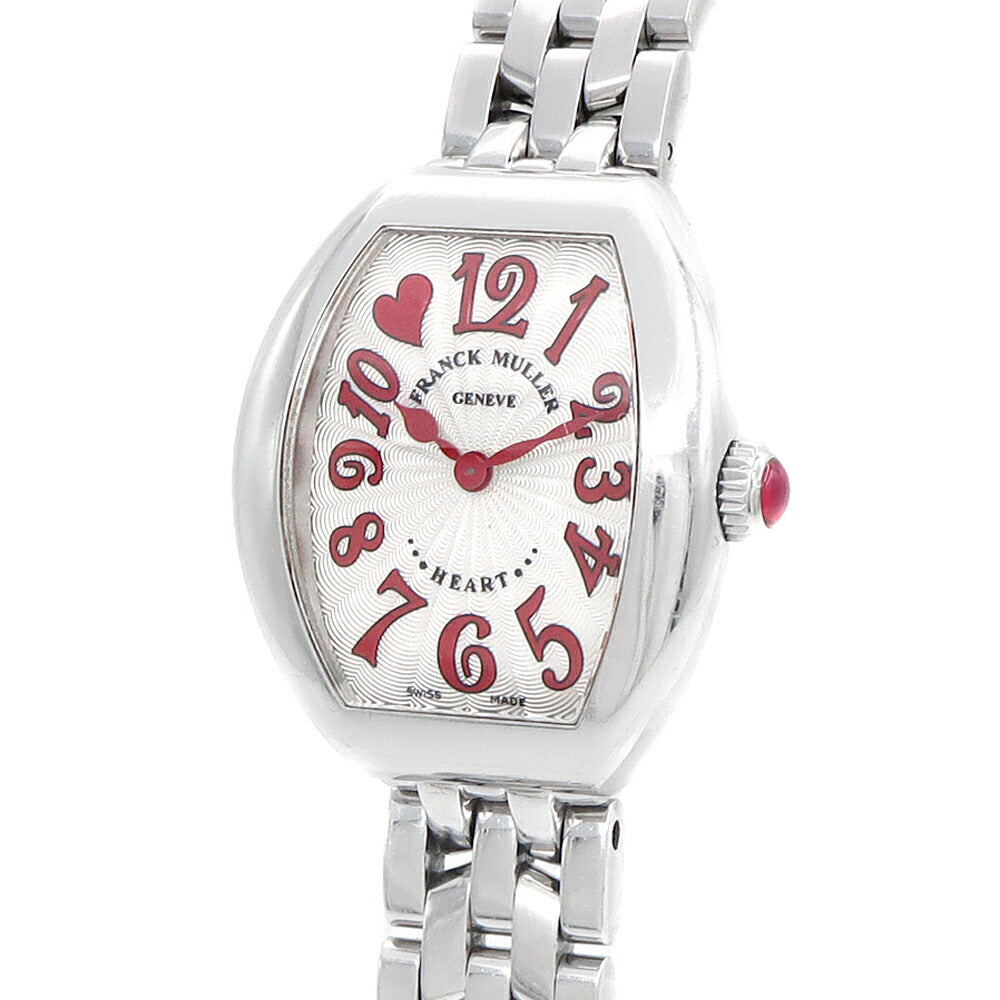 電池交換済 FRANCK MULLER フランクミュラー ハート トゥ ハート 5002SQZ C11HJRED シルバー ギョーシェ SS ステンレス レディース クォーツ【6ヶ月保証】【中古】【腕時計】
