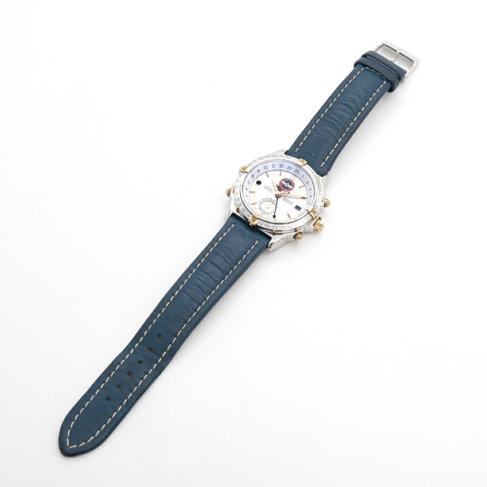 BREITLING ブライトリング デュオグラフ 1000本限定 B15508 クロノグラフ デイデイト 白 ホワイト YG イエローゴールド SS ステンレス コンビ 純正ベルト 純正尾錠 メンズ 自動巻き【6ヶ月保証】【腕時計】【中古】