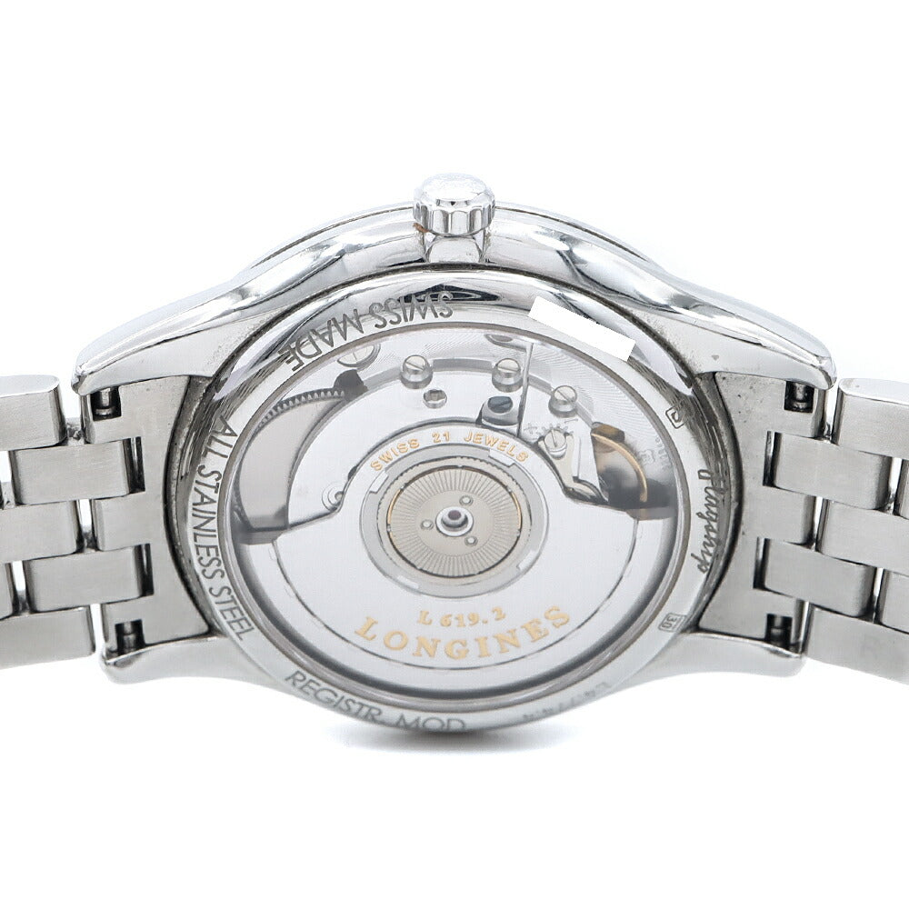 LONGINES ロンジン フラッグシップ L4.774.4 ダイヤモンド 12Pダイヤ 裏スケ デイト 30m防水 白 ホワイト SS ステンレス メンズ 自動巻き【6ヶ月保証】【腕時計】【中古】