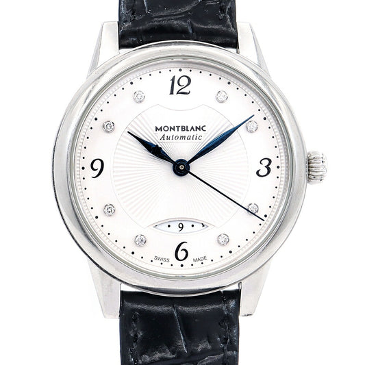MONTBLANC モンブラン ボエム 7312 ダイヤモンド 8Pダイヤ 裏スケ 30m防水 デイト シルバー SS ステンレス 純正尾錠 レディース 自動巻き【6ヶ月保証】【腕時計】【中古】