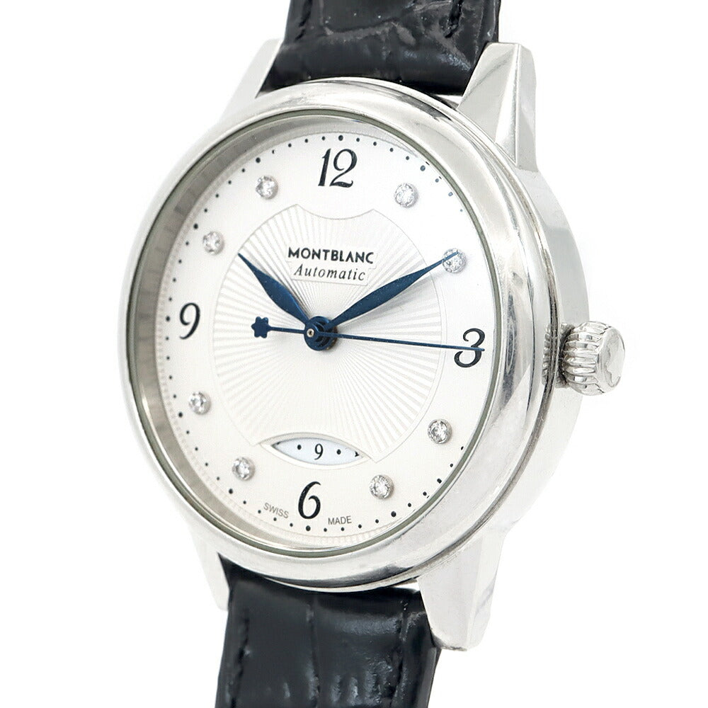 MONTBLANC モンブラン ボエム 7312 ダイヤモンド 8Pダイヤ 裏スケ 30m防水 デイト シルバー SS ステンレス 純正尾錠 レディース 自動巻き【6ヶ月保証】【腕時計】【中古】