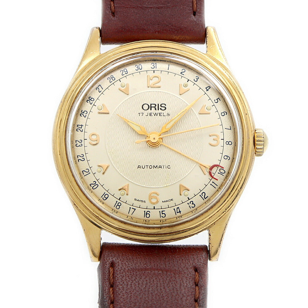 ORIS オリス ポインターデイト 7403 裏スケ デイト シルバー SS ステンレス YGP イエローゴールド メンズ  自動巻き【6ヶ月保証】【腕時計】【中古】