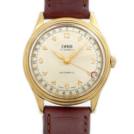 ORIS オリス ポインターデイト 7403 裏スケ デイト シルバー SS ステンレス YGP イエローゴールド メンズ  自動巻き【6ヶ月保証】【腕時計】【中古】