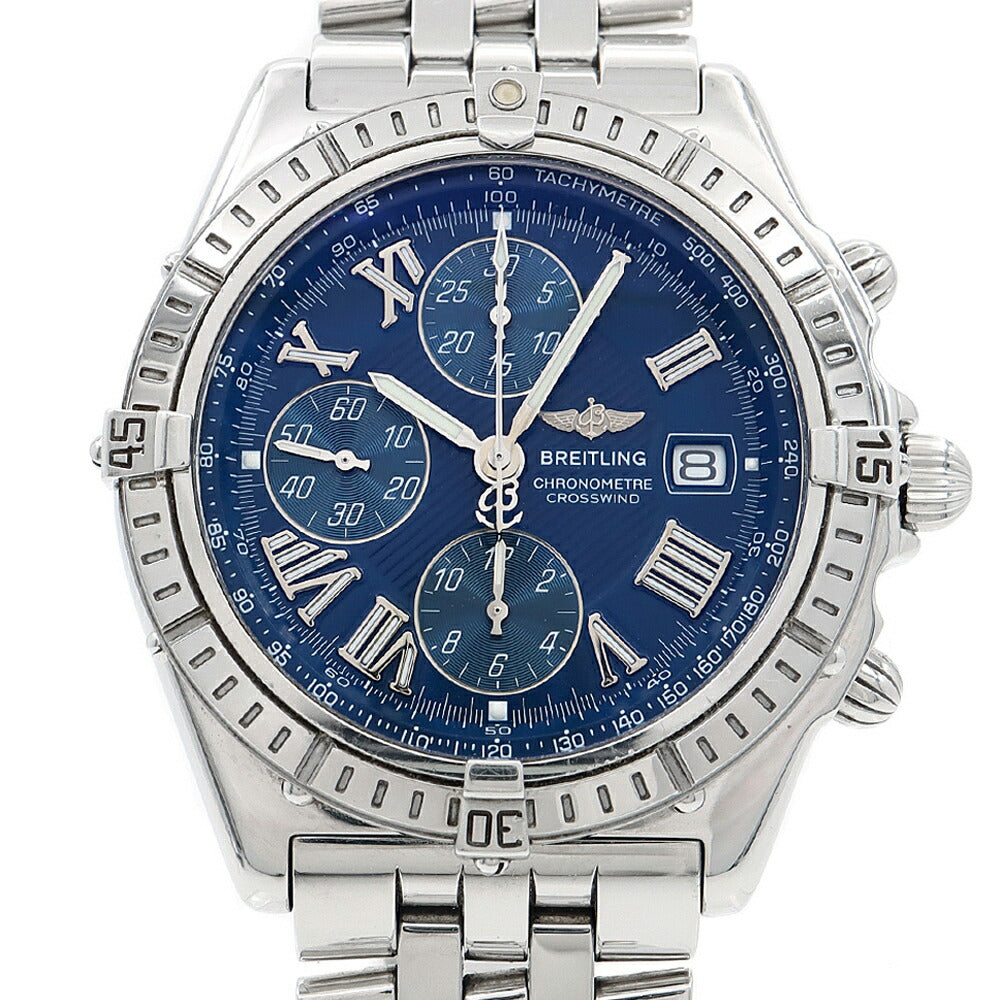 BREITLING ブライトリング クロスウィンド A13355 クロノグラフ デイト 100m防水 青 ブルー SS ステンレス メンズ 自動巻き 【6ヶ月保証】【腕時計】【中古】