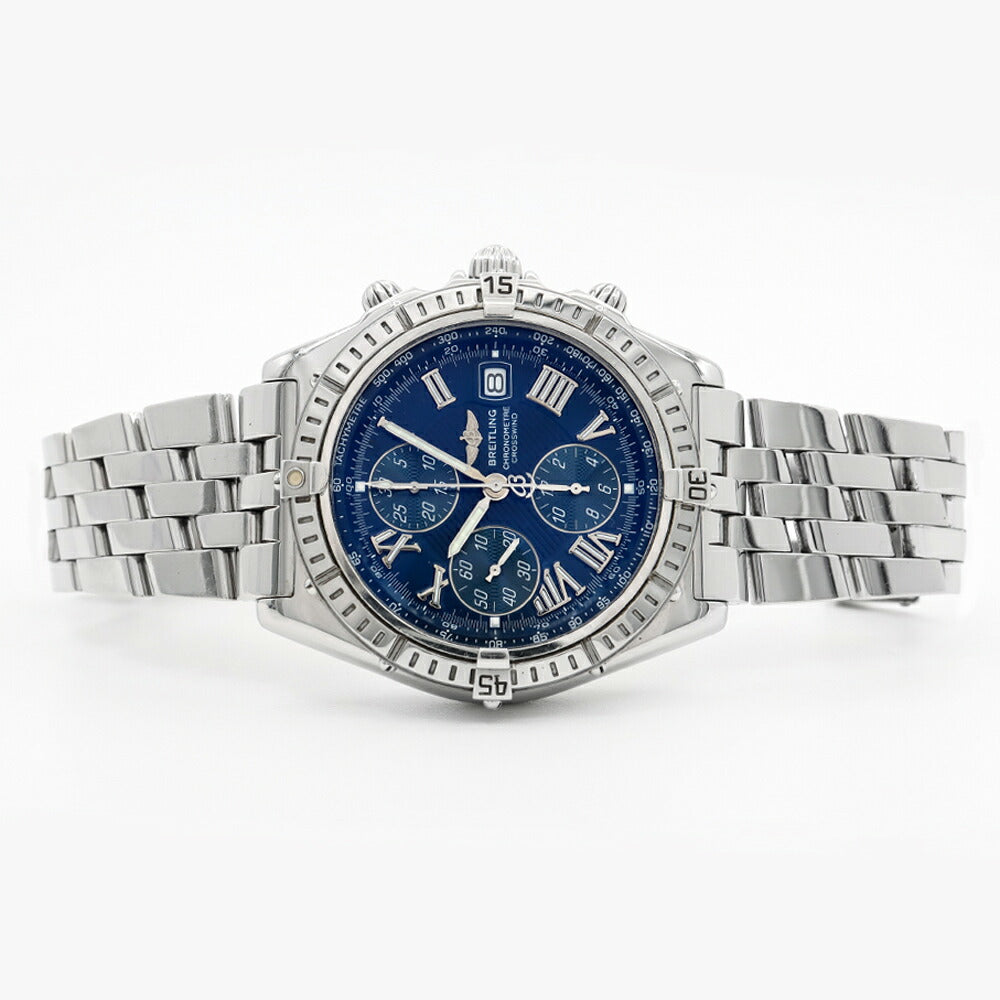 BREITLING ブライトリング クロスウィンド A13355 クロノグラフ デイト 100m防水 青 ブルー SS ステンレス メンズ 自動巻き 【6ヶ月保証】【腕時計】【中古】