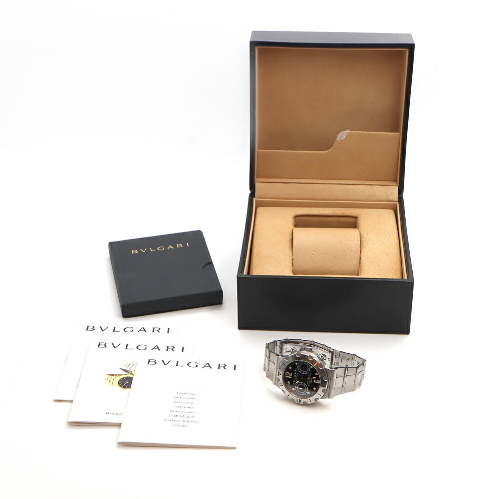 BVLGARI ブルガリ ディアゴノ スクーバ クロノグラフ SCB38S 200m防水 黒 ブラック SS ステンレス メンズ 自動巻き【6ヶ月保証】【腕時計】【中古】
