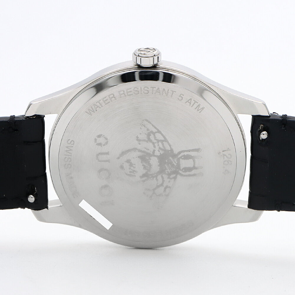 電池交換済 GUCCI グッチ Gタイムレス 126.4 ムーンフェイズ デイト 50m防水 黒 ブラック SS ステンレス 純正ベルト 純正尾錠 レディース クォーツ【6ヶ月保証】【腕時計】【中古】