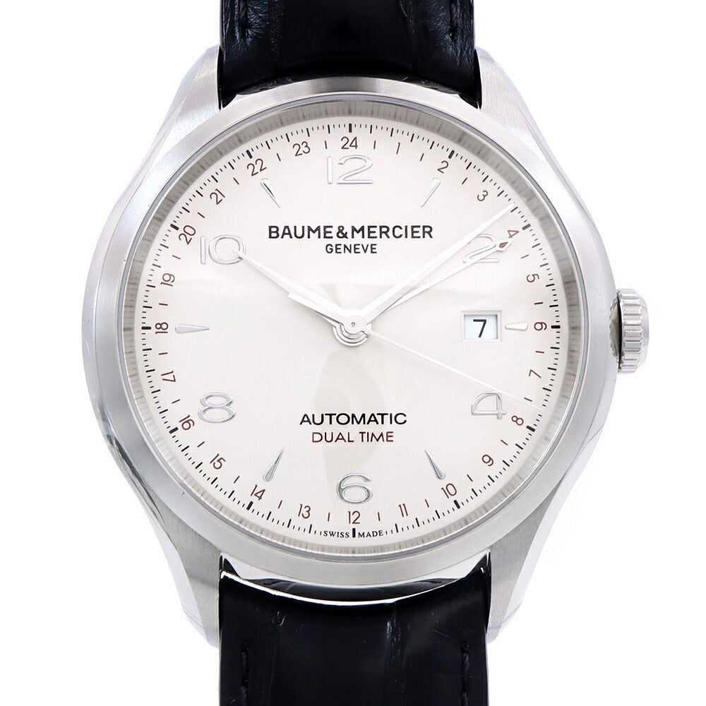 BAUME&MERCIER ボーム&メルシェ クリフトン GMT 65730 50m防水 デイト シルバー SS ステンレス 純正ベルト 純正尾錠 メンズ 自動巻き【6ヶ月保証】【腕時計】【中古】