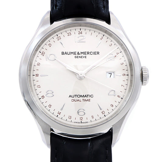 BAUME&MERCIER ボーム&メルシェ クリフトン GMT 65730 50m防水 デイト シルバー SS ステンレス 純正ベルト 純正尾錠 メンズ 自動巻き【6ヶ月保証】【腕時計】【中古】