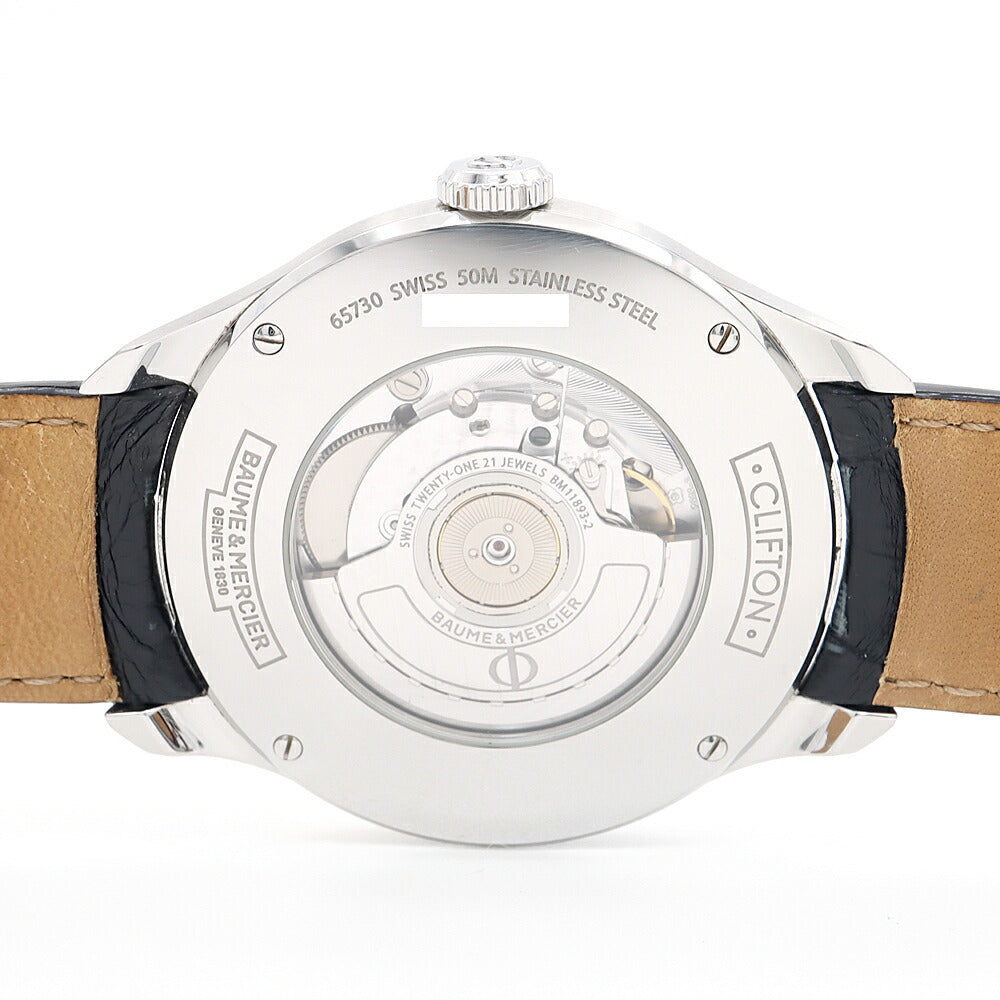 BAUME&MERCIER ボーム&メルシェ クリフトン GMT 65730 50m防水 デイト シルバー SS ステンレス 純正ベルト 純正尾錠 メンズ 自動巻き【6ヶ月保証】【腕時計】【中古】