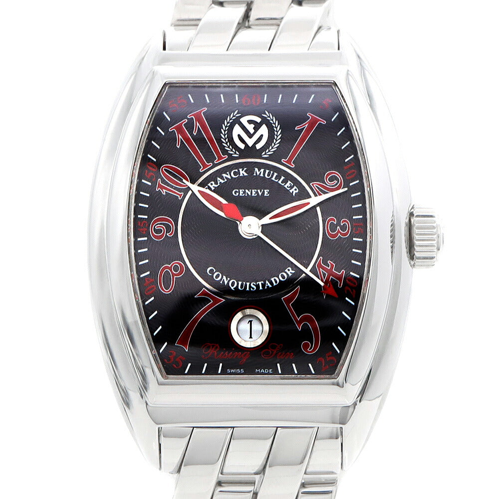 FRANCK MULLER フランクミュラー コンキスタドール ライジングサン 日本限定450本 8005HSC デイト 黒 ブラック ギョーシェ SS ステンレス メンズ 自動巻き【6ヶ月保証】【腕時計】【中古】