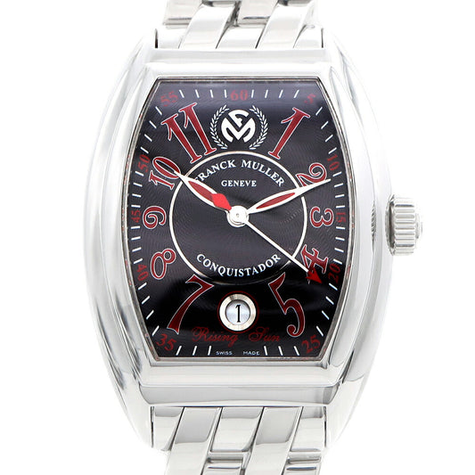FRANCK MULLER フランクミュラー コンキスタドール ライジングサン 日本限定450本 8005HSC デイト 黒 ブラック ギョーシェ SS ステンレス メンズ 自動巻き【6ヶ月保証】【腕時計】【中古】