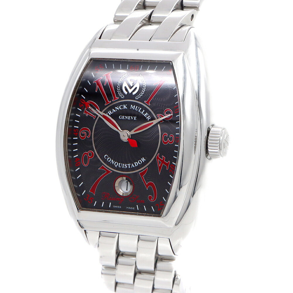 FRANCK MULLER フランクミュラー コンキスタドール ライジングサン 日本限定450本 8005HSC デイト 黒 ブラック ギョーシェ SS ステンレス メンズ 自動巻き【6ヶ月保証】【腕時計】【中古】