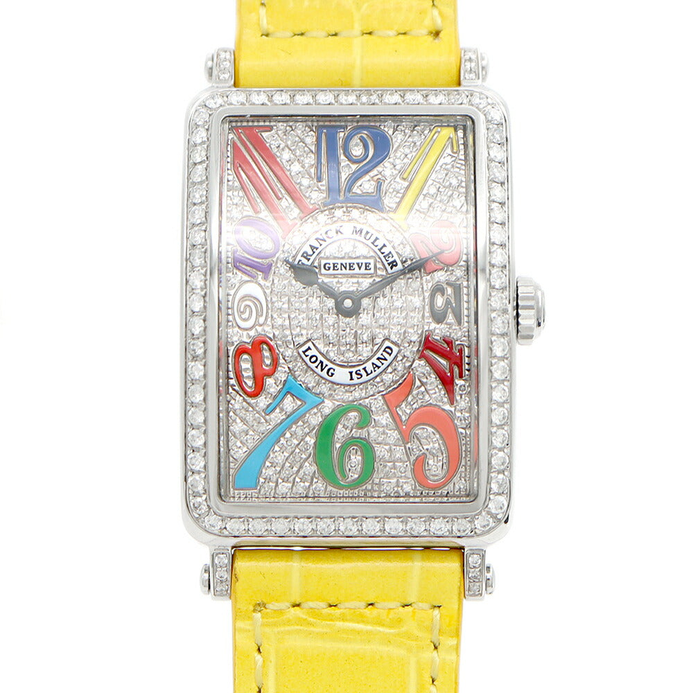 電池交換済 FRANCK MULLER フランクミュラー ロングアイランド ダイヤベゼル ダイヤ文字盤 952QZ ダイヤモンド SS ステンレス 純正ベルト 純正尾錠 アフターダイヤ レディース クォーツ【6ヶ月保証】【中古】【腕時計】