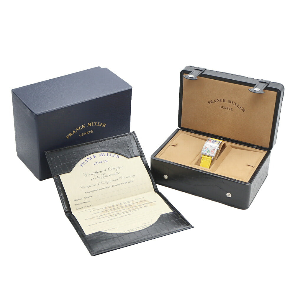 電池交換済 FRANCK MULLER フランクミュラー ロングアイランド ダイヤベゼル ダイヤ文字盤 952QZ ダイヤモンド SS ステンレス 純正ベルト 純正尾錠 アフターダイヤ レディース クォーツ【6ヶ月保証】【中古】【腕時計】