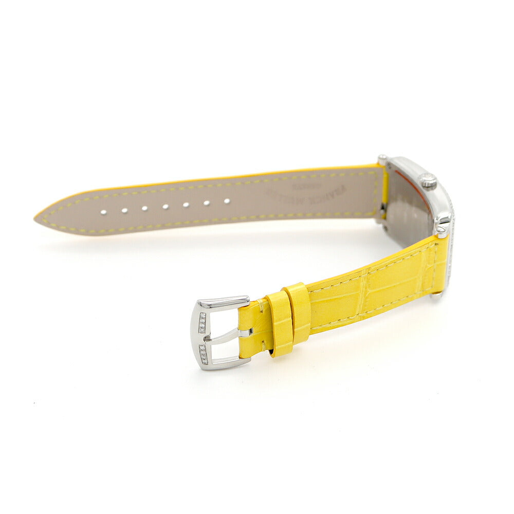 電池交換済 FRANCK MULLER フランクミュラー ロングアイランド ダイヤベゼル ダイヤ文字盤 952QZ ダイヤモンド SS ステンレス 純正ベルト 純正尾錠 アフターダイヤ レディース クォーツ【6ヶ月保証】【中古】【腕時計】