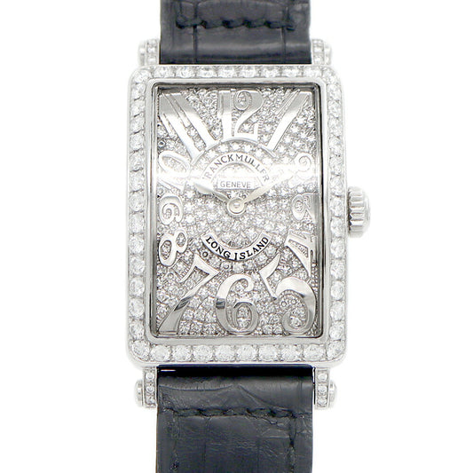 電池交換済 FRANCK MULLER フランクミュラー ロングアイランド ダイヤベゼル ダイヤ文字盤 902QZ ダイヤモンド SS ステンレス 純正ベルト 純正尾錠 アフターダイヤ レディース クォーツ【6ヶ月保証】【中古】【腕時計】