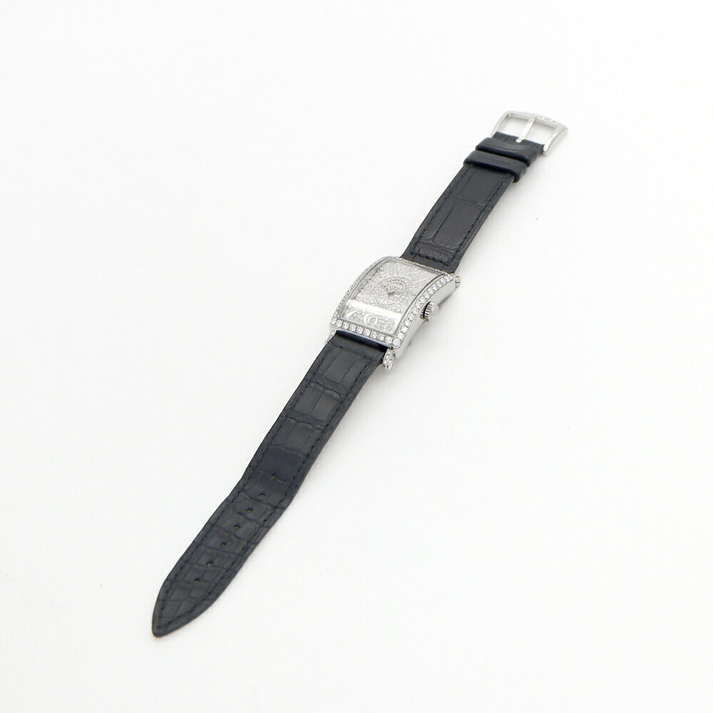 電池交換済 FRANCK MULLER フランクミュラー ロングアイランド ダイヤベゼル ダイヤ文字盤 902QZ ダイヤモンド SS ステンレス 純正ベルト 純正尾錠 アフターダイヤ レディース クォーツ【6ヶ月保証】【中古】【腕時計】