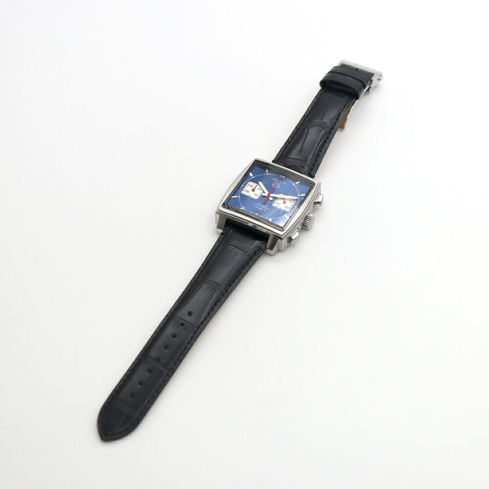 TAG Heuer タグホイヤー モナコ スティーブ マックイーン キャリバー12 クロノグラフ CAW2111 デイト スモールセコンド 裏スケ 100m防水 青 ブルー SS ステンレス 純正尾錠 メンズ 自動巻き【6ヶ月保証】【腕時計】【中古】