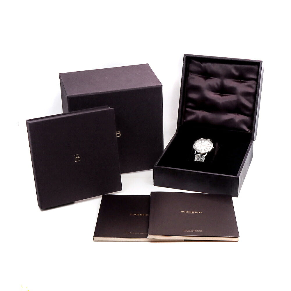 電池交換済 BOUCHERON ブシュロン ロンド WA010305 デイト シルバー SS ステンレス メンズ クォーツ【6ヶ月保証】【腕時計】【中古】