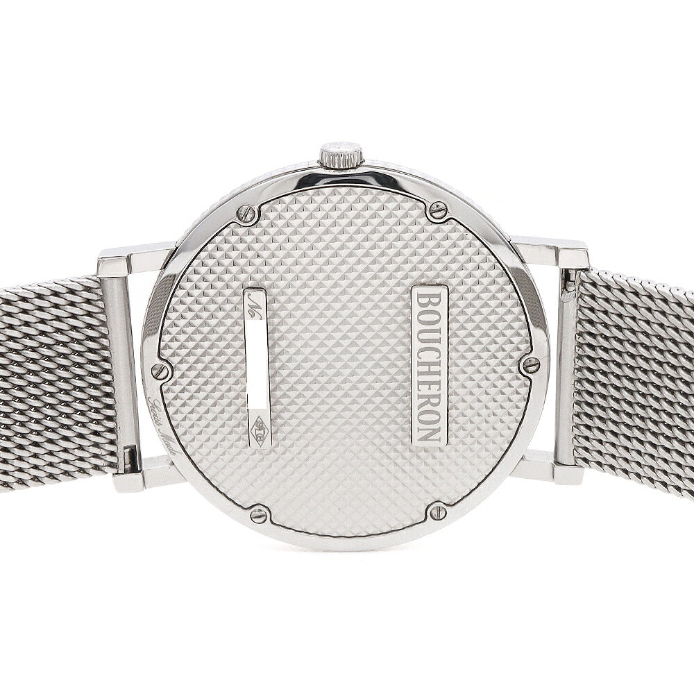 電池交換済 BOUCHERON ブシュロン ロンド WA010305 デイト シルバー SS ステンレス メンズ クォーツ【6ヶ月保証】【腕時計】【中古】