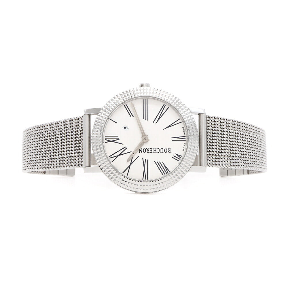 電池交換済 BOUCHERON ブシュロン ロンド WA010305 デイト シルバー SS ステンレス メンズ クォーツ【6ヶ月保証】【腕時計】【中古】