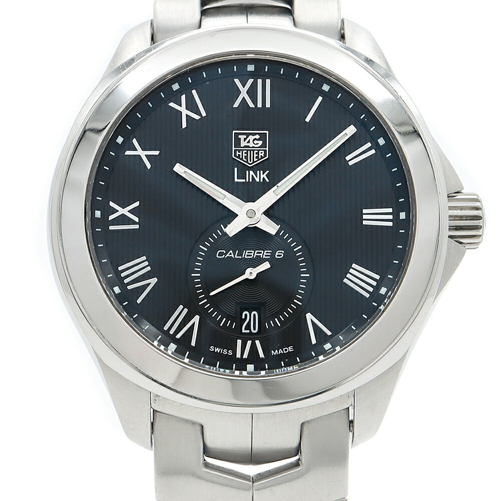 TAG Heuer タグホイヤー リンク キャリバー6 WAT2114 100ｍ防水 デイト 裏スケ 黒 ブラック SS ステンレス メンズ 自動巻き【6ヶ月保証】【腕時計】【中古】
