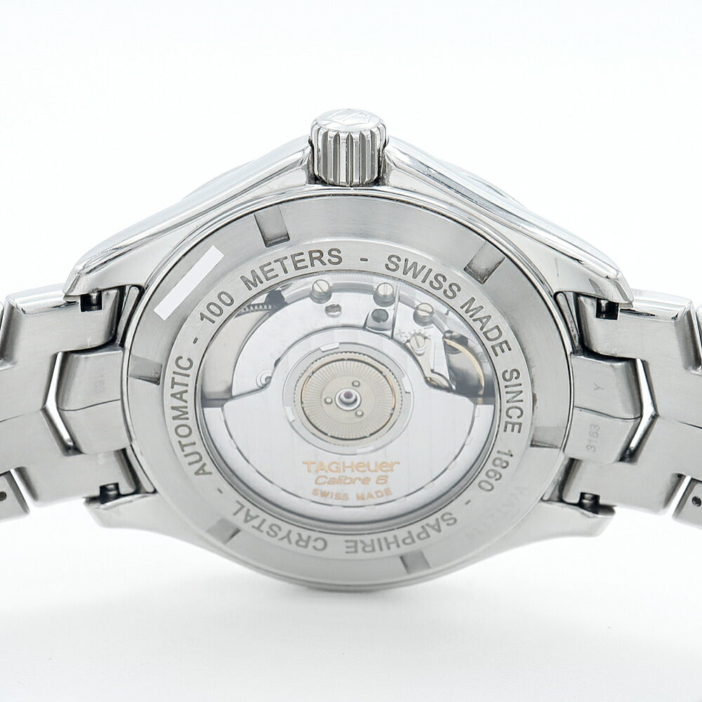 TAG Heuer タグホイヤー リンク キャリバー6 WAT2114 100ｍ防水 デイト 裏スケ 黒 ブラック SS ステンレス メンズ 自動巻き【6ヶ月保証】【腕時計】【中古】