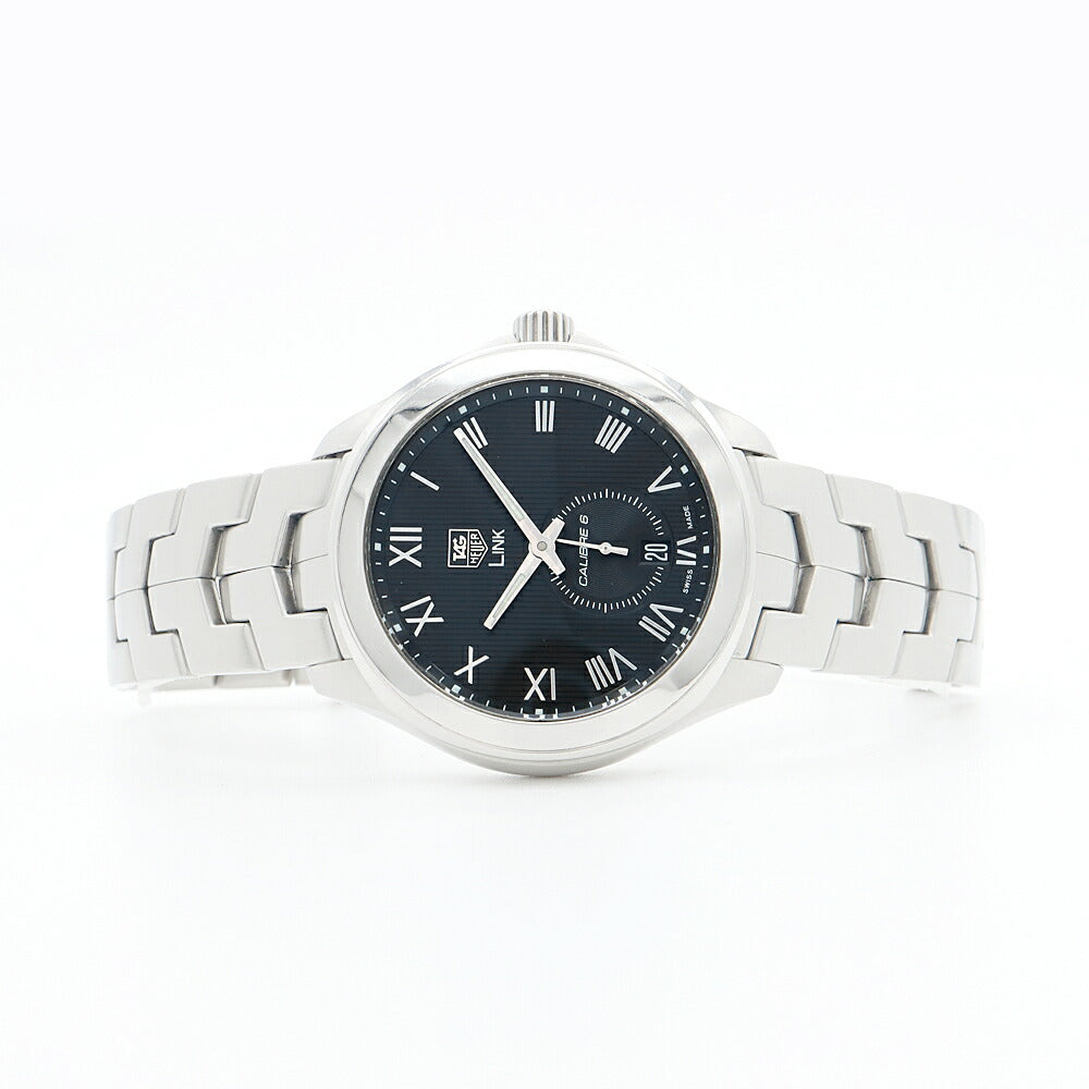 TAG Heuer タグホイヤー リンク キャリバー6 WAT2114 100ｍ防水 デイト 裏スケ 黒 ブラック SS ステンレス メンズ 自動巻き【6ヶ月保証】【腕時計】【中古】