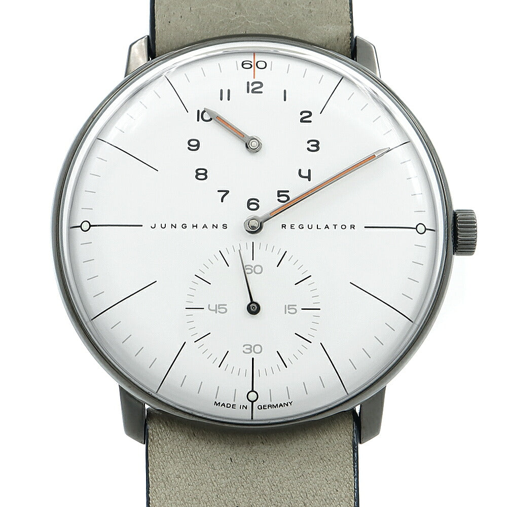 JUNGHANS ユンハンス マックスビル レギュレーター エディション60 1060本限定 27/3190.02 30m防水 白 ホワイト SS ステンレス 純正ベルト 純正尾錠 メンズ 自動巻き【6ヶ月保証】【腕時計】【中古】
