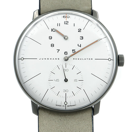 JUNGHANS ユンハンス マックスビル レギュレーター エディション60 1060本限定 27/3190.02 30m防水 白 ホワイト SS ステンレス 純正ベルト 純正尾錠 メンズ 自動巻き【6ヶ月保証】【腕時計】【中古】